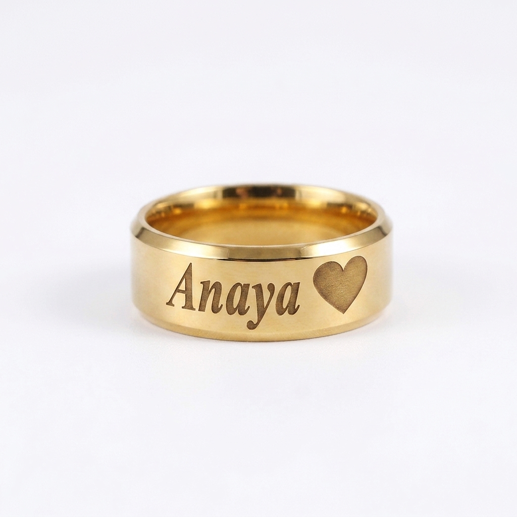 Customized Stainless Steel Name Ring for Men & Women | Engraved Couple Ring | Wisdom Mart - Image 2
